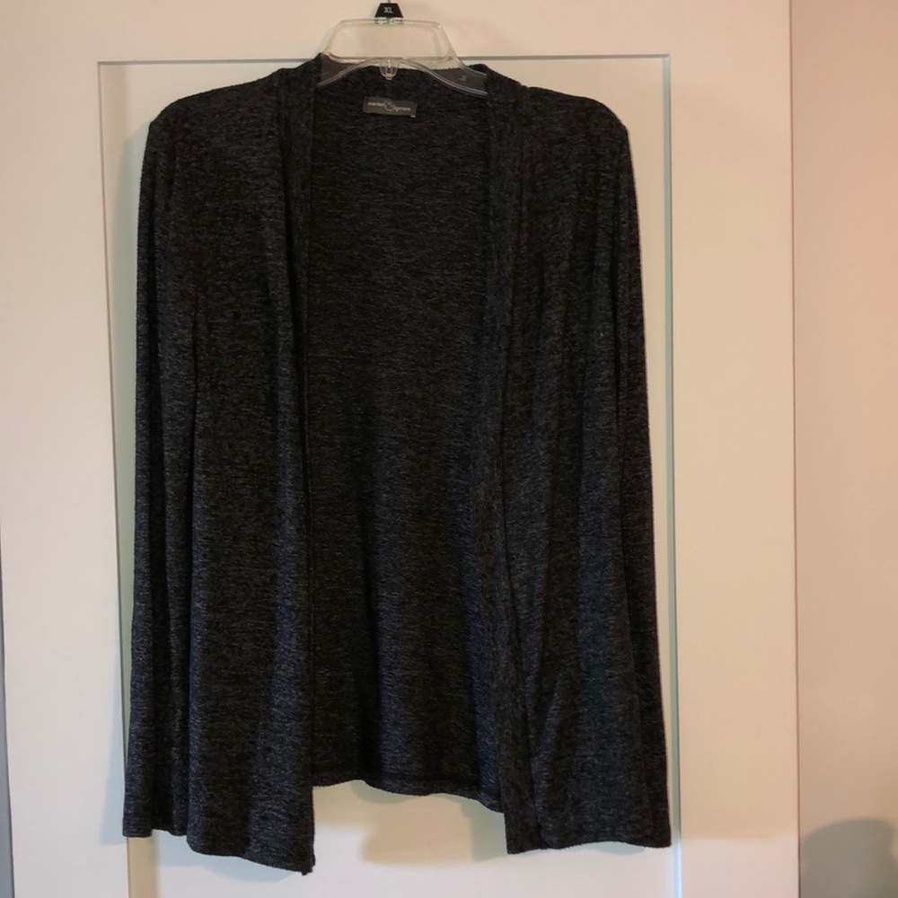 Women’s light sweater jacket/cardigan; black/charcoal Heather